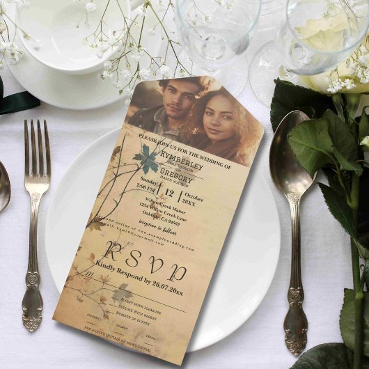 Invitation Tout En Un Automne automne Feuilles crème Arrière - plan phot