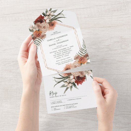 Invitation Tout En Un Automne Automne mariage rustique All In One Invita (Déchirure)