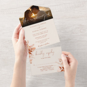 Invitation Tout En Un Automne Automne Rustique Floral Mariage Photo