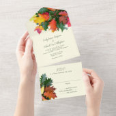 Invitation Tout En Un Automne Chêne Feuille Mariage Tout en un Invitatio (Déchirure)