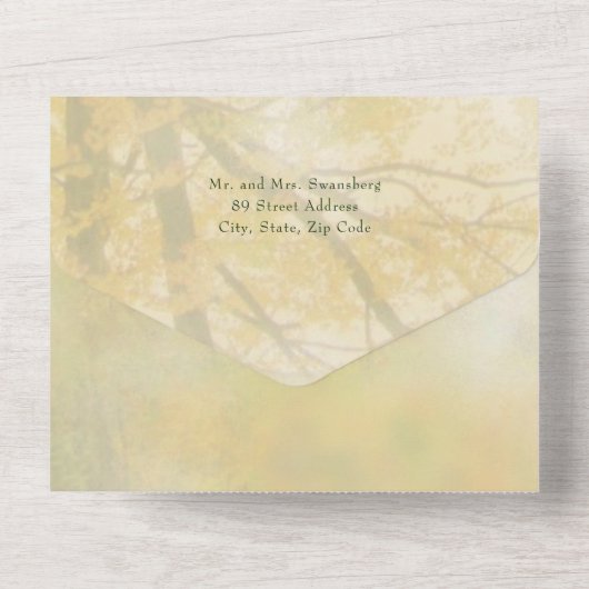 Invitation Tout En Un Automne Chêne Feuille Mariage Tout en un Invitatio (Verso)