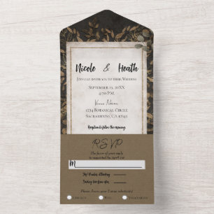 Invitation Tout En Un Automne Fairytale Bronze Botanique Feuille Mariage