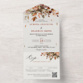 Invitation Tout En Un Automne Feuilles Russe Pays Boho Mariage (À l'intérieur)