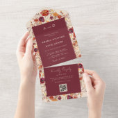 Invitation Tout En Un Automne Fleur sauvage Automne QR Code RSVP Mariage (Déchirure)