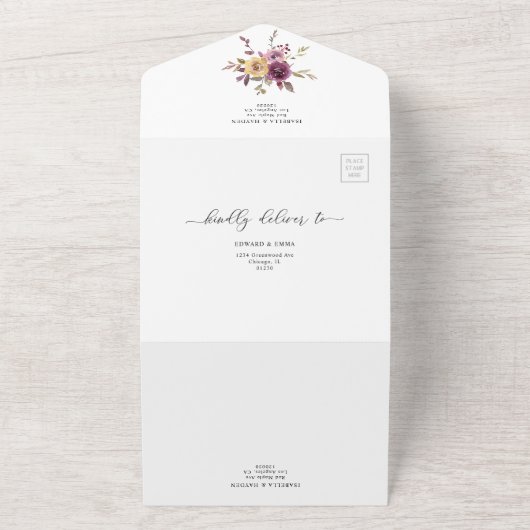 Invitation Tout En Un Automne Floral Citrouille Bourgogne moutarde Rusti (Dehors)