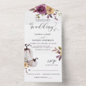 Invitation Tout En Un Automne Floral Citrouille Bourgogne moutarde Rusti (À l'intérieur)