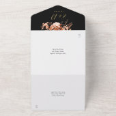Invitation Tout En Un Automne Floral Noir et Or Détails Mariage RSVP (Dehors)