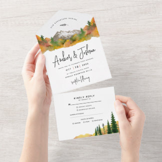 Invitation Tout En Un Automne Montagne tout en un mariage Inviter
