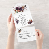 Invitation Tout En Un Automne Plum Purple Boho automne Elégante aquarell (Déchirure)