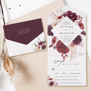Invitation Tout En Un Automne Romance Aquarelle Mariage Floral
