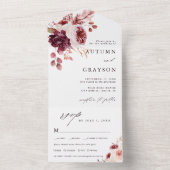 Invitation Tout En Un Automne Romance Aquarelle Mariage Floral (À l'intérieur)