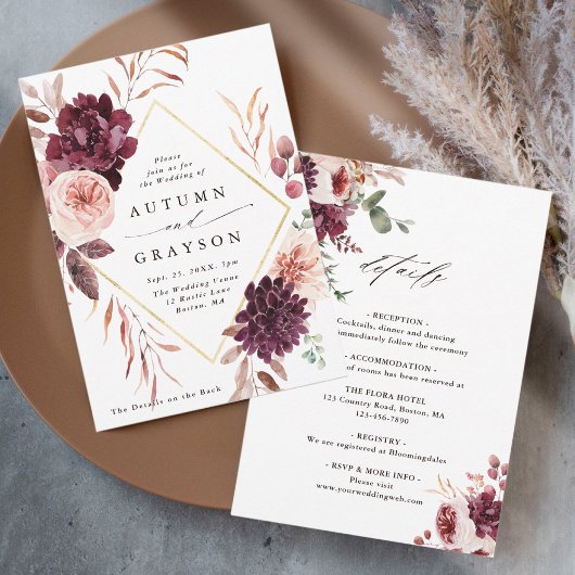 Invitation Tout en un automne Romance Bourgogne Mariage