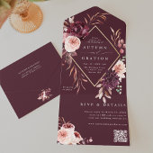 Invitation Tout En Un Automne Romance Gold Mariage géométrique QR Code