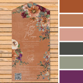 Invitation Tout En Un Automne Rouille Rustique & Vin Rouille Florale Cod