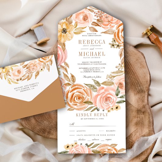 Invitation Tout En Un Automne Rustique Terre Mariage Floral