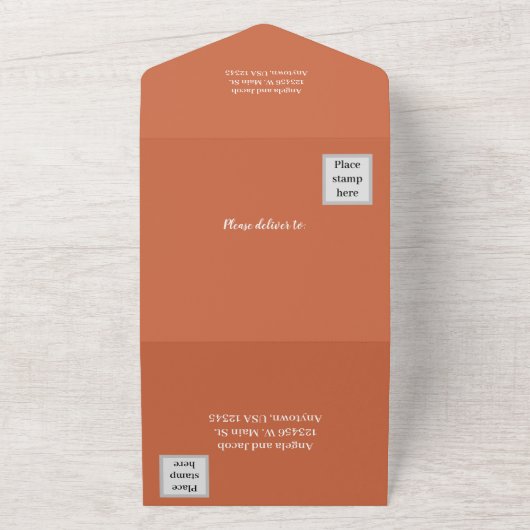 Invitation Tout En Un Automnes Terrecotta Mariage d'automne (Dehors)