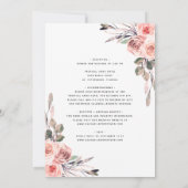 Invitation Tout en un avec détails Blush Rose Roses Mariage (Dos)