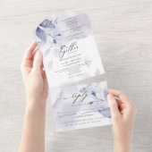 Invitation Tout en Un avec Feuillage Violet Prune  (Déchirure)