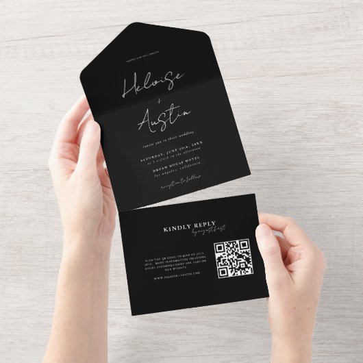 Invitation tout-en-un avec QR Code minimaliste (Déchirure)