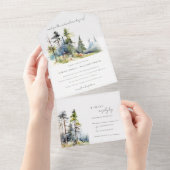 Invitation Tout En Un Aventure Commencer Pine Forest Paysage Mariage (Déchirure)