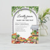 Invitation Tout en un Baby shower agricole local (Debout devant)