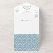 Invitation Tout En Un Baby shower arc-en-ciel Little Sunshine Blue Boho (Dehors)