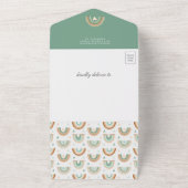 Invitation Tout En Un Baby shower arc-en-ciel Mint Green Arch Boho (Dehors)