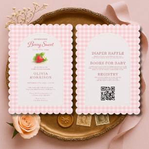 Invitation Tout en Un Baby Shower aux Fraises Douce comme un