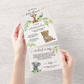 Invitation Tout En Un Baby shower Baby Jungle Safari (Déchirure)