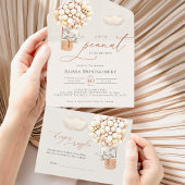 Invitation Tout En Un Baby shower Ballon Eléphant Tout en un