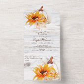 Invitation Tout En Un Baby shower Citrouille rustique en bois blanc (À l'intérieur)