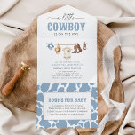 Invitation Tout En Un Baby shower Cowboy<br><div class="desc">Invitations amis et famille pour fêter un petit en chemin avec cette invitation baby shower à thème cowboy.</div>