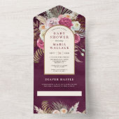 Invitation Tout En Un Baby shower d'arche à bouquet floral Rustique Boho (À l'intérieur)