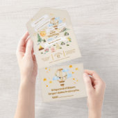 Invitation Tout En Un Baby shower d'aventure Aquarelles Arbres (Déchirure)