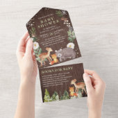 Invitation Tout En Un Baby shower de bois rustique (Déchirure)