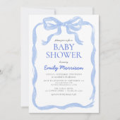 Invitation Tout en un Baby shower de Bow Bow en ruban bleu (Devant)