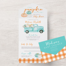 Baby shower de camion Citrouille orange et turquoi