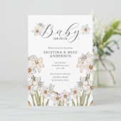 Invitation Tout en un Baby shower de code QR du printemps de (Debout devant)