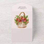 Invitation Tout En Un Baby shower de fraise d'aquarelle mignonne (Dehors)