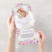 Invitation Tout En Un Baby shower d'écureuil floral rustique (Déchirure)