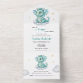 Invitation Tout En Un Baby shower Dragon mou (À l'intérieur)