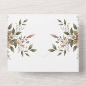 Invitation Tout En Un Baby Shower Élégant Fleurs Vert Olive et Blanc (Verso)