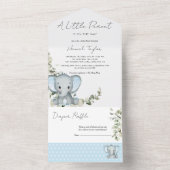 Invitation Tout En Un Baby shower Elephant Boy (À l'intérieur)