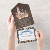 Invitation Tout En Un Baby shower en bois rustique de phare nautique (Déchirure)