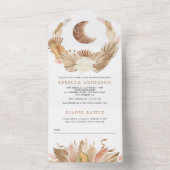 Invitation Tout En Un Baby shower en laiton Rustique Boho Moon Pampas (À l'intérieur)