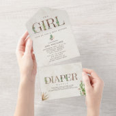 Invitation Tout En Un Baby shower Fille  Fille Fille Fleur Cactus (Déchirure)