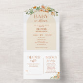 Invitation Tout En Un Baby shower Fille Fleurs Printemps (À l'intérieur)