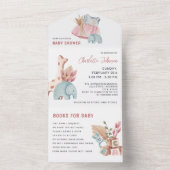 Invitation Tout En Un Baby shower fille Pampas Boho (À l'intérieur)