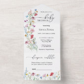 Invitation Tout En Un Baby shower fleur sauvage (À l'intérieur)