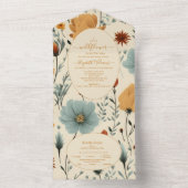 Invitation Tout En Un Baby shower fleur sauvage à charpente (À l'intérieur)